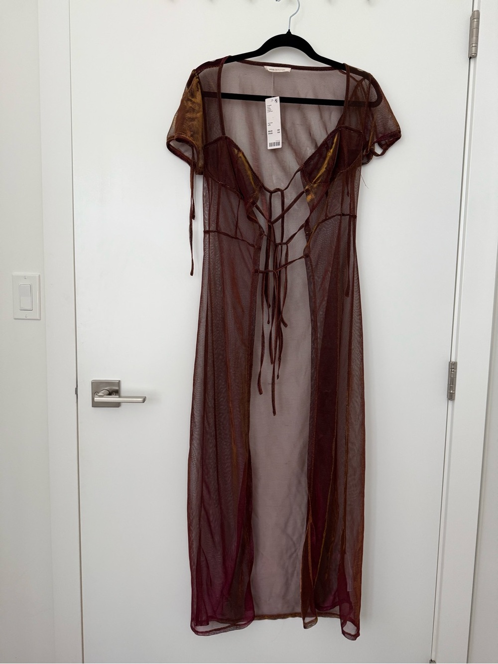 Sheer Mesh Tie-Front Cover Up
